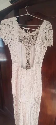 Vestido longo de renda branco da Agilita  - Foto 5