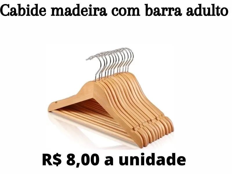 Cabides de madeira com barra adulto