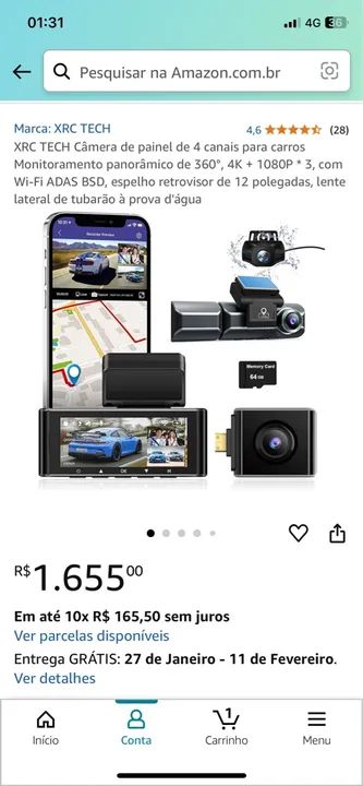 Câmera de Painel XRC TECH 4 Canais 360° 4K + 1080P - Foto 2