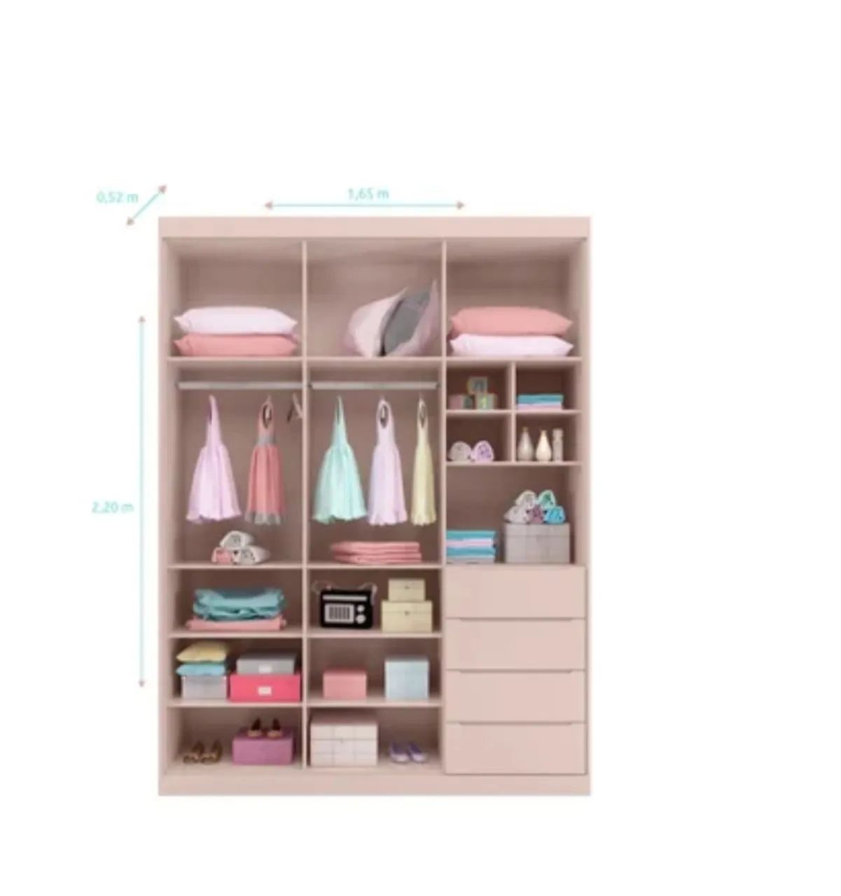 Guarda-Roupa Infantil Rosa 3 Portas - Foto 3
