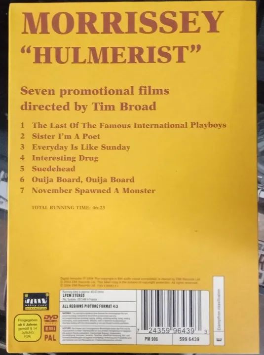 DVD Importado Morrisey Hulmerist Raro Impecável - Foto 2