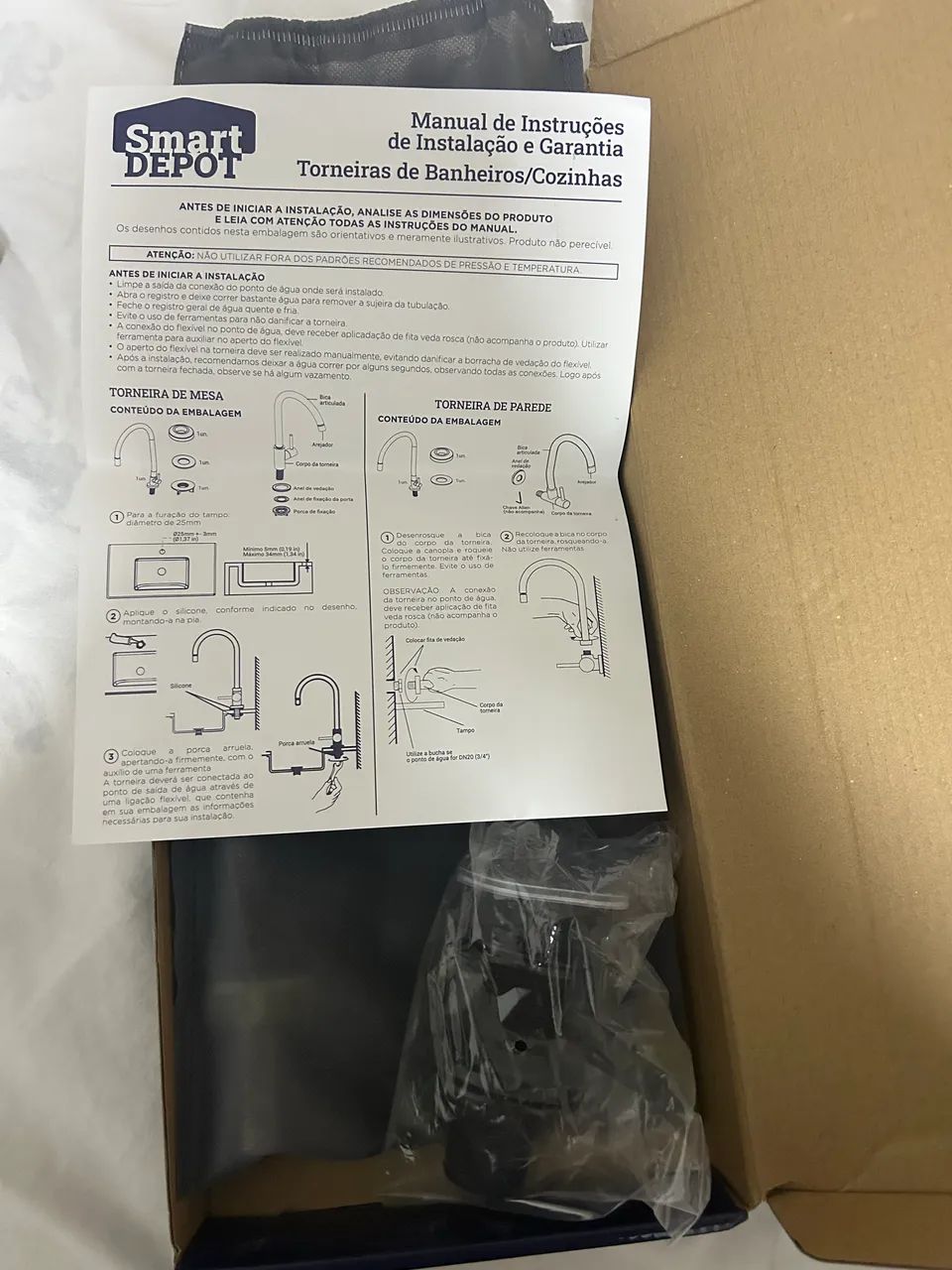Kit torneira em metal para lavatório e válvula automática preto fosco  - Foto 2