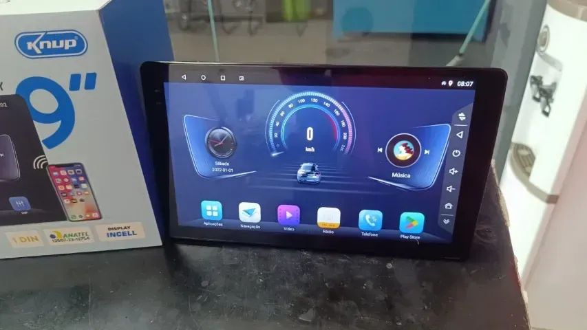 Central Multimídia 9" 1DIN Android com GPS, Wi-Fi, Bluetooth, CarPlay e Android Auto
