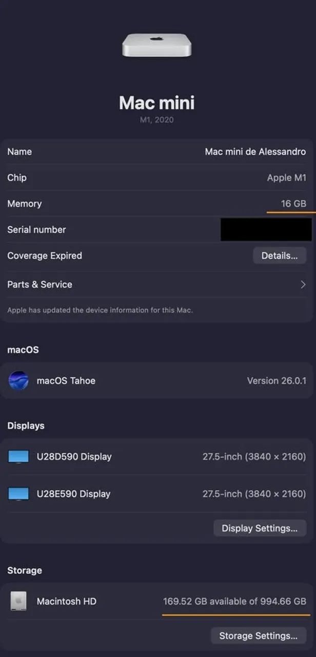 Mac Mini M1 16GB RAM 1TB SDD - 2020 - Computadores e Desktops