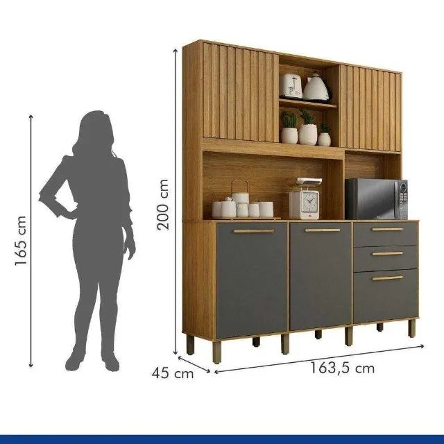 Armário de Cozinha Ripado 5 Portas 2 Gavetas DIVIDIMOS EM ATE 10 X SEM JUROS  - Foto 5