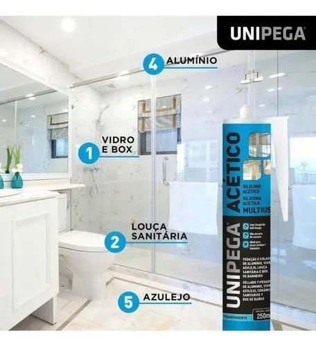 12 Silicone Acético Multiuso Adesivo Selante 250ml 240g Incolor - (UNIPEGA-Ref. 0509.0349) - Foto 2