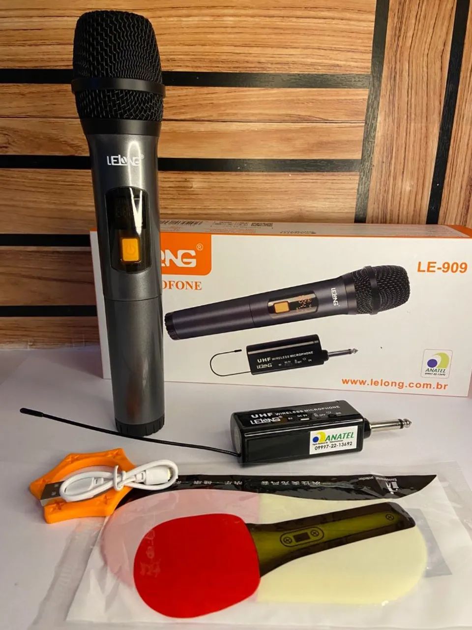 Microfone Digital Sem Fio Wireless UHF Para Karaokê - LE-909 Lelong - Foto 2