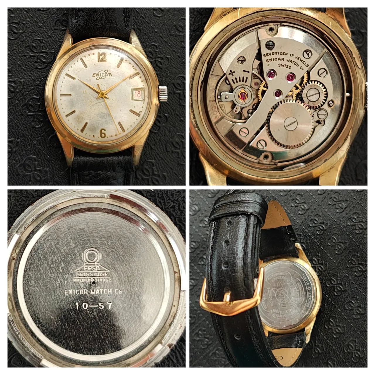 Relógio Enicar Ultrasonic 17J Suíço A corda vintage anos 60 plaquê