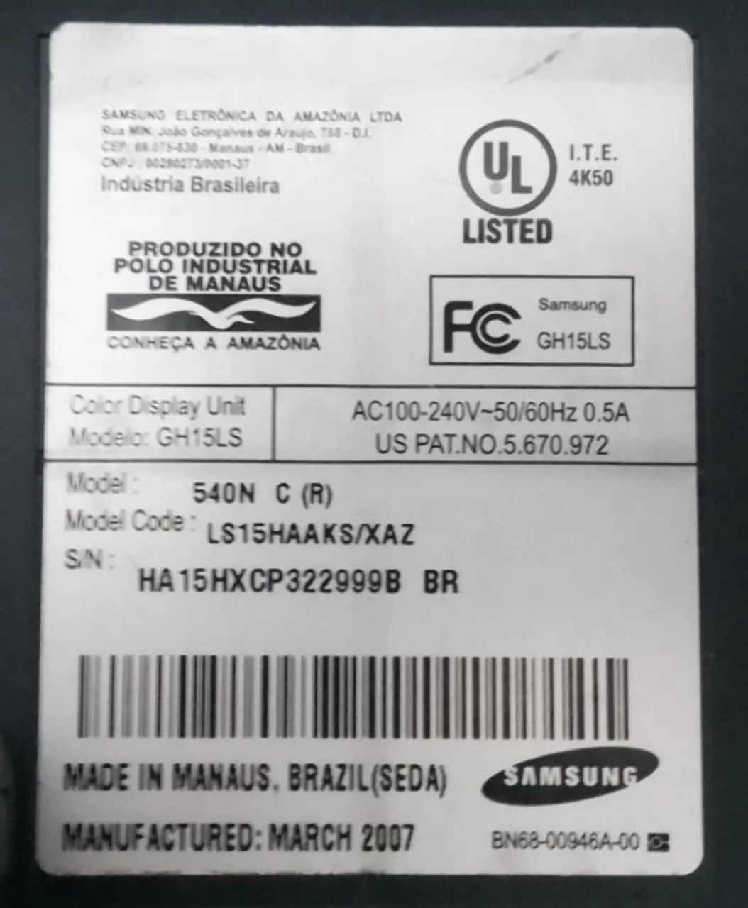 Monitor Samsung Syncmaster 540n Lcd 15 polegadas - Foto 5