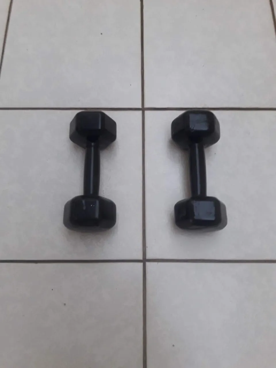 VENDO ESTES UM PAR DE DOIS 2 HALTERES PINTADO SEXTACHADO NOVO DE ACADEMIA PARA BRAÇOS