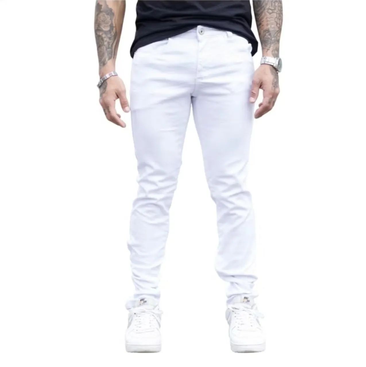 Calças Brancas Slim Fit Masculinas - Foto 5