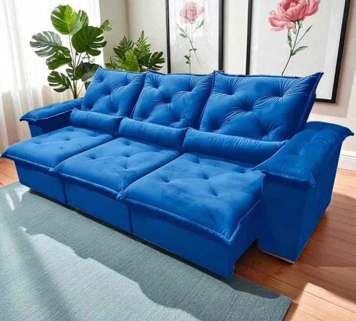 Sofá Retratil Reclinável 2,70cm Cinza Confortável e Elegante - Foto 3