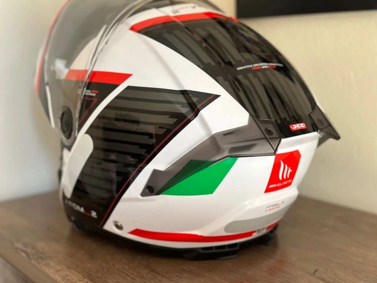 Capacete Moto Atom 2 - Preto/Branco/Vermelho - Foto 2