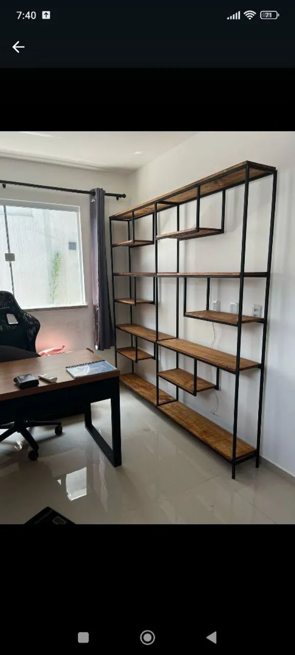 Mesa de Escritório Industrial com Estante Integrada - Foto 3