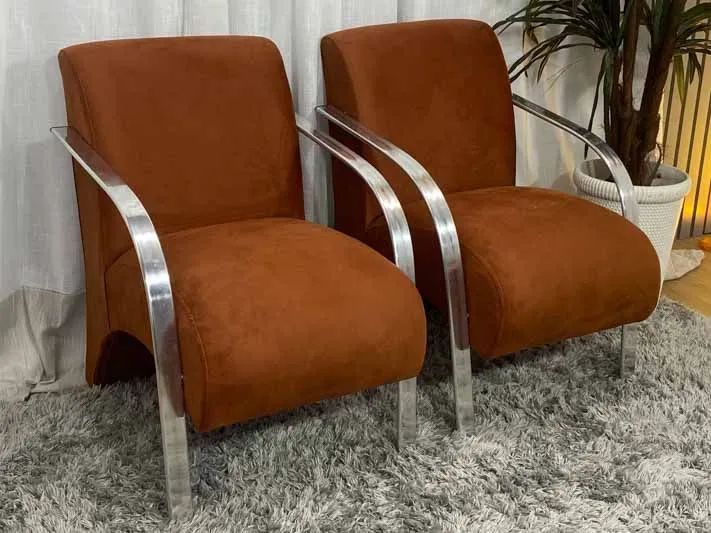 Conjunto de Poltronas 2x1x1 Lugares Terracota Braço Alumínio  - Foto 3