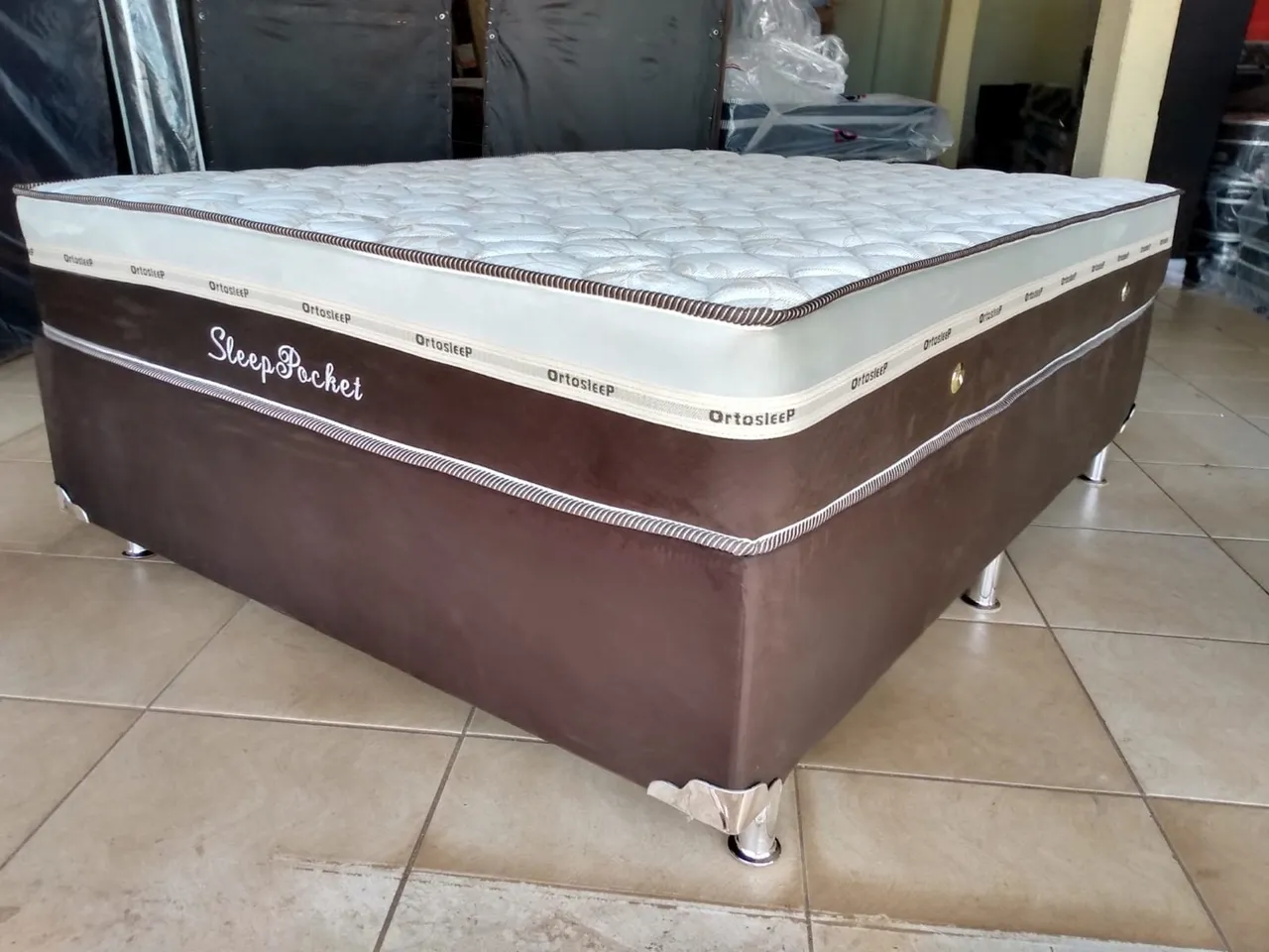 CAMA BOX CASAL MOLAS ENSACADAS + SUPORTE