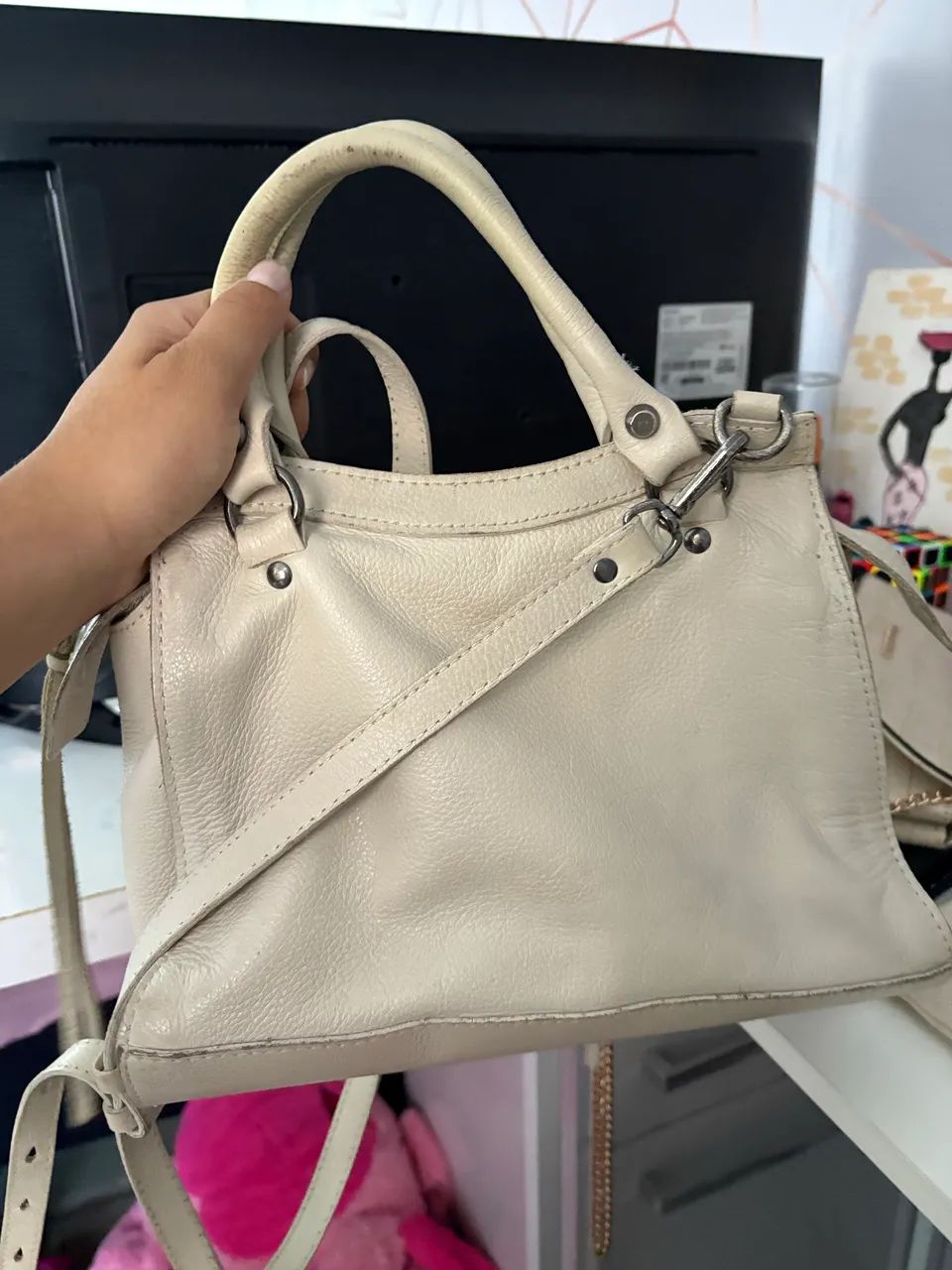 Bolsa Constance Off White Couro - Foto 6