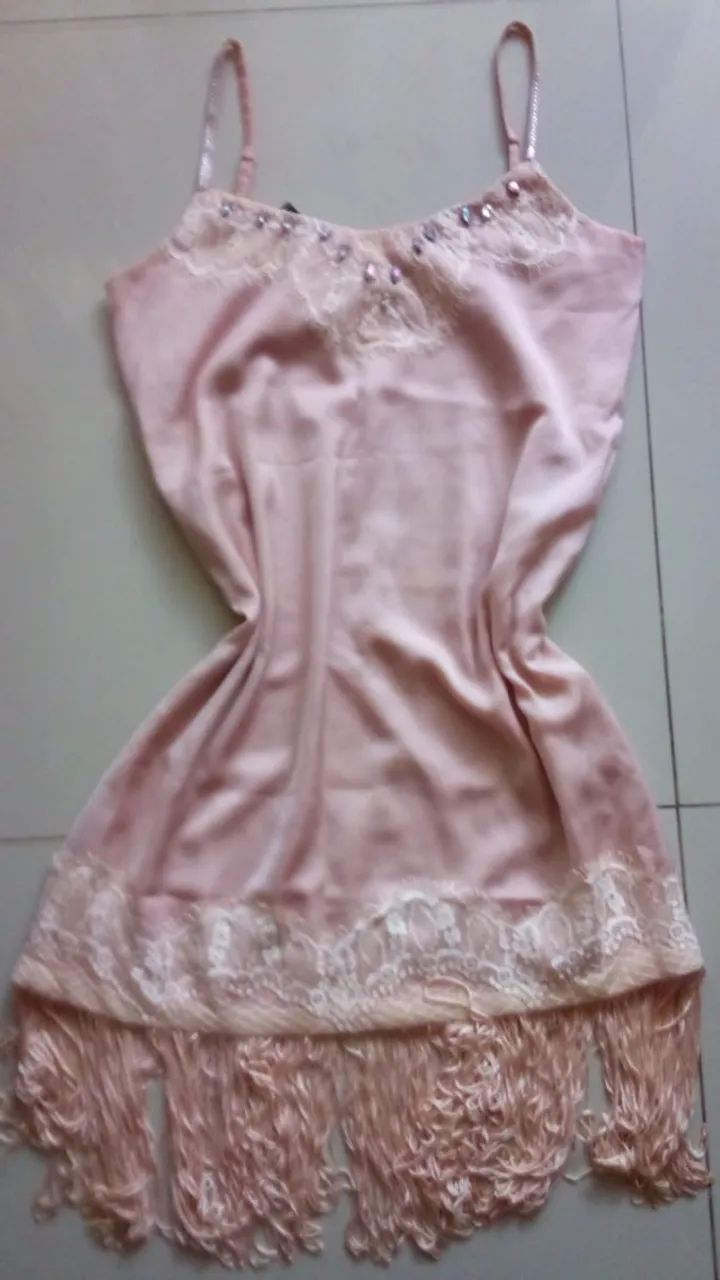 Vestido de festa com franja Tam 38