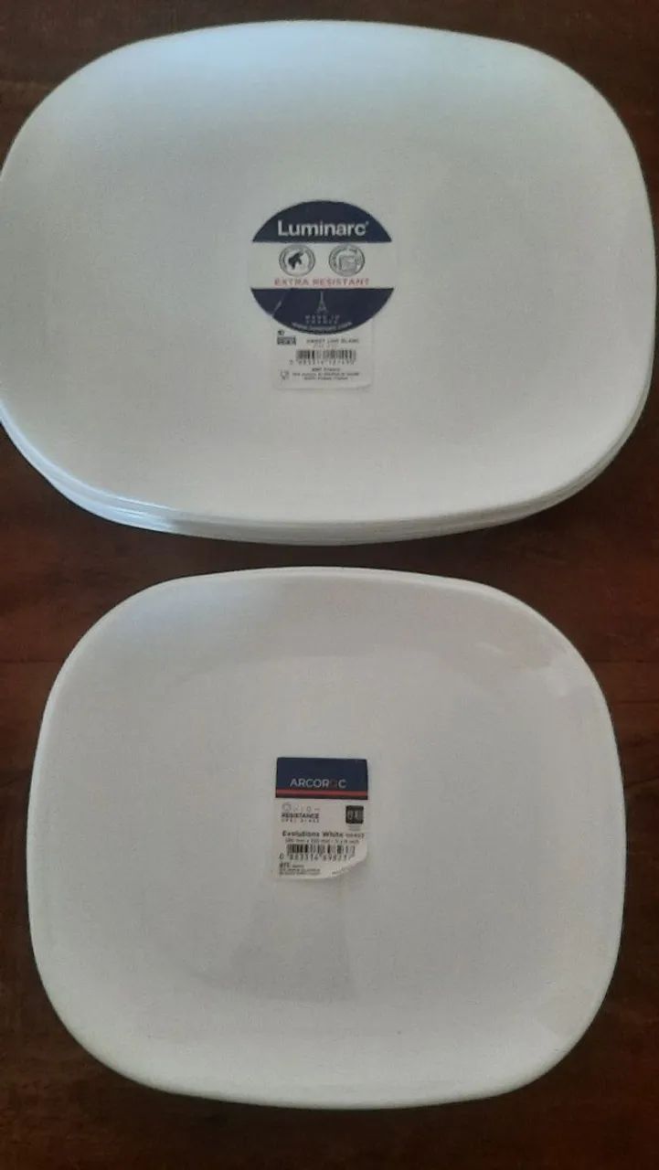 Pratos Luminarc Importados retangulares rasos e de sobremesa