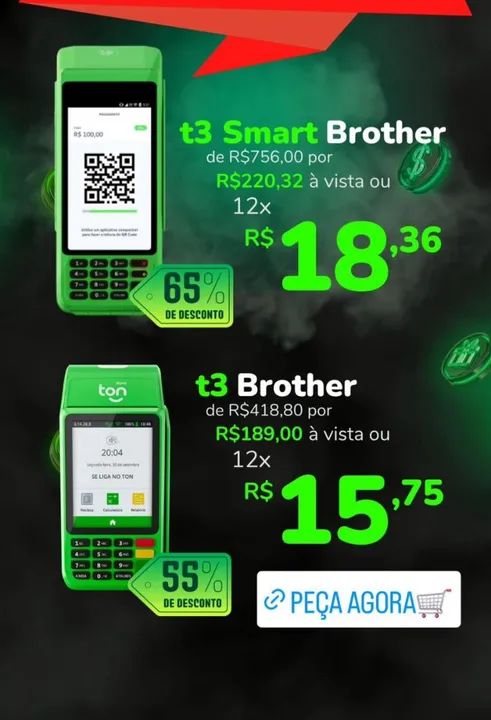 Máquina de Cartão t3 Smart Brother e t3 Brother - Preço Baixo!