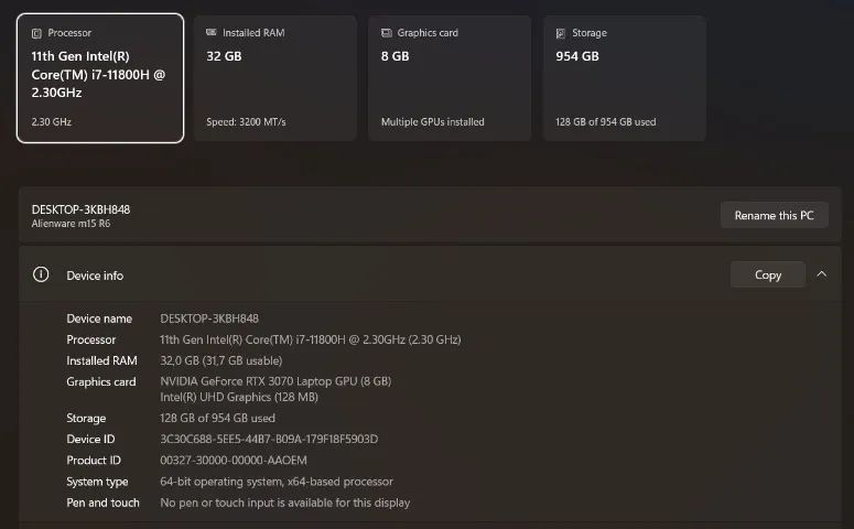 Notebook top Alienware M15 R6 - RTX 3070 | 32GB RAM | 1TB SSD - Foto 5