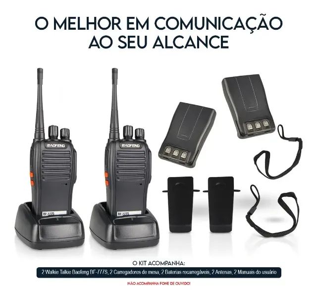 Kit 10 Rádios Comunicadores Baofeng 777s Walkie Talkie Longo Alcance - Foto 2