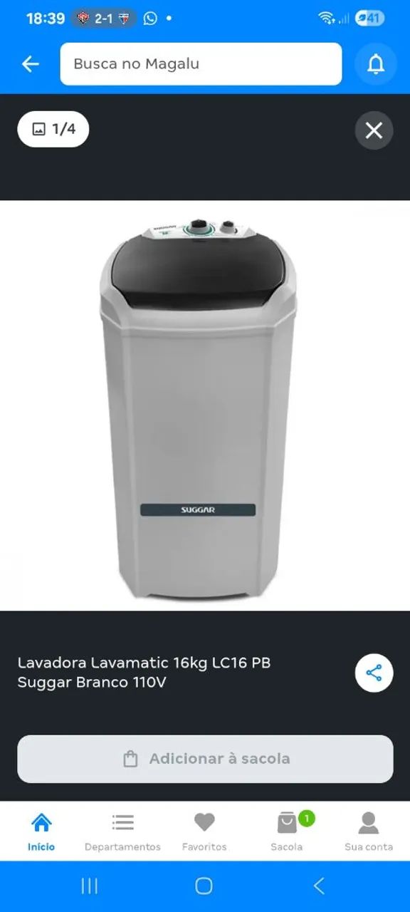Lavadora suggar 16 kg