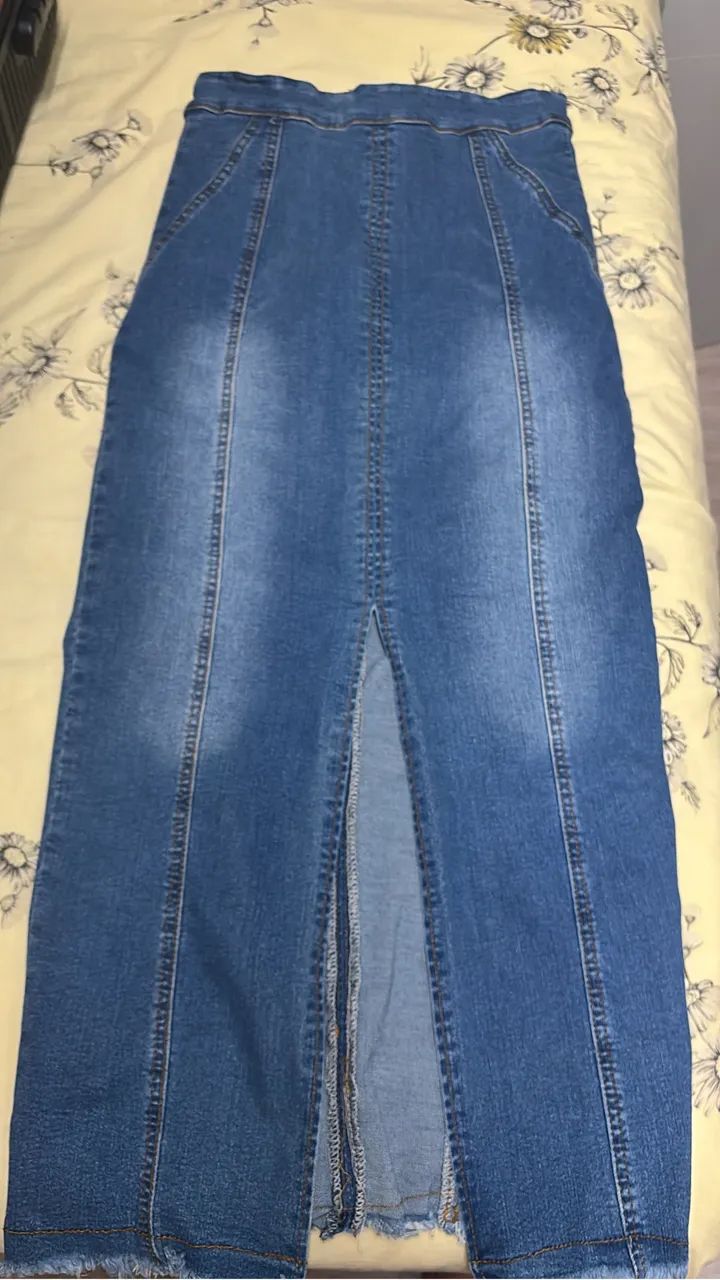 Saia jeans cintura alta  - Foto 3