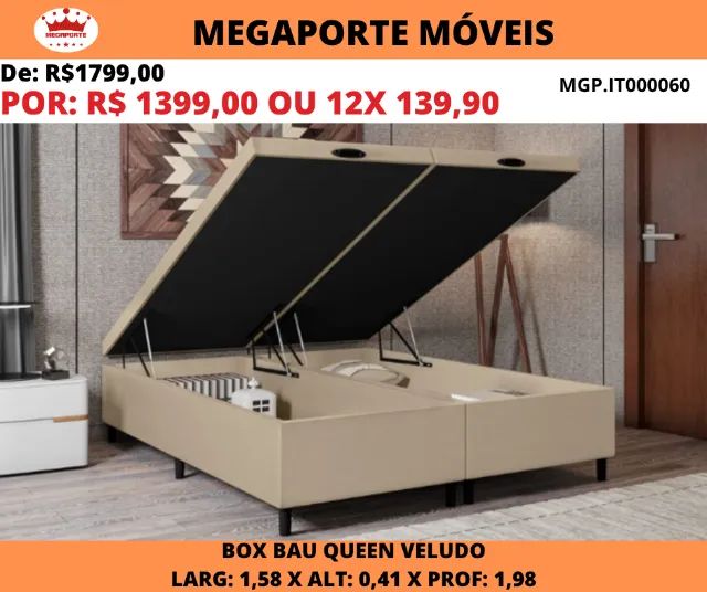 Box Baú Queen Size Veludo