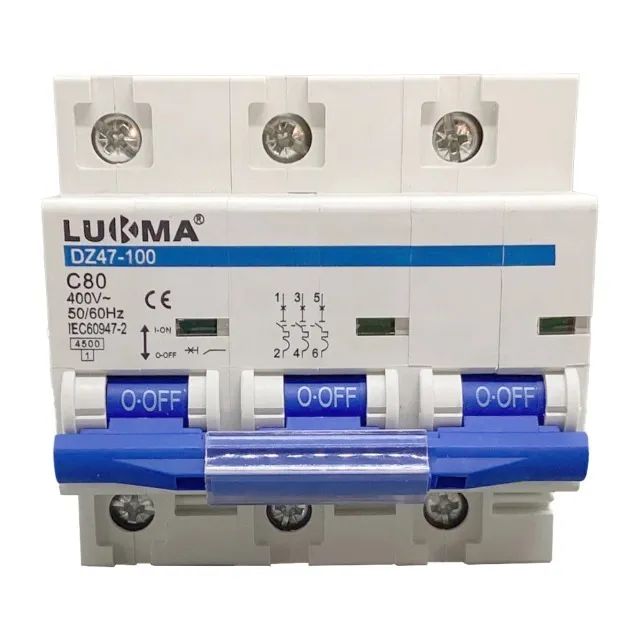 Kit Elétrica: Disjuntor Tripolar 80 Amp Curva C e Barramento Pente de 63 Amp de 12P e 8P