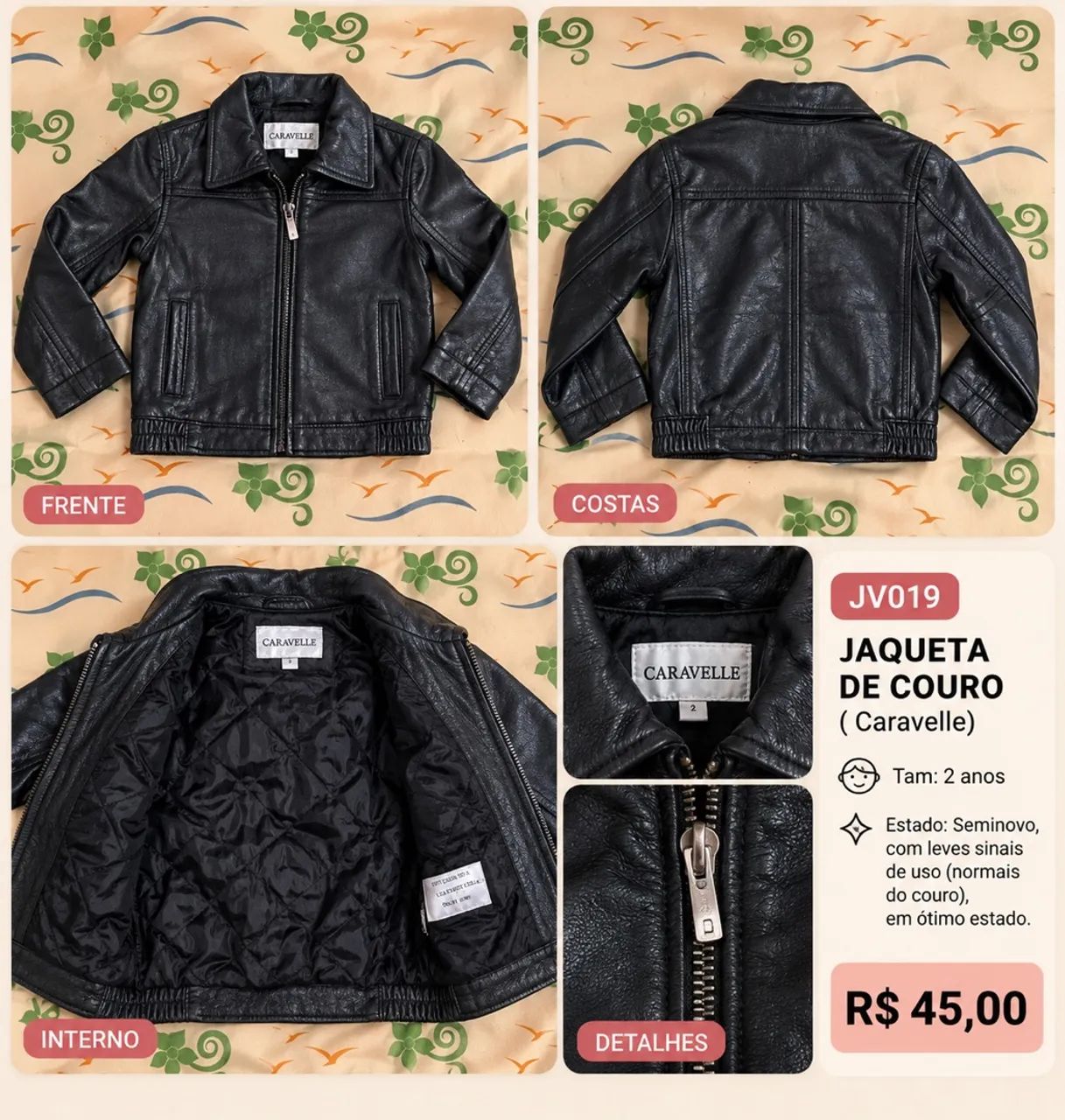 jaqueta couro infantil 