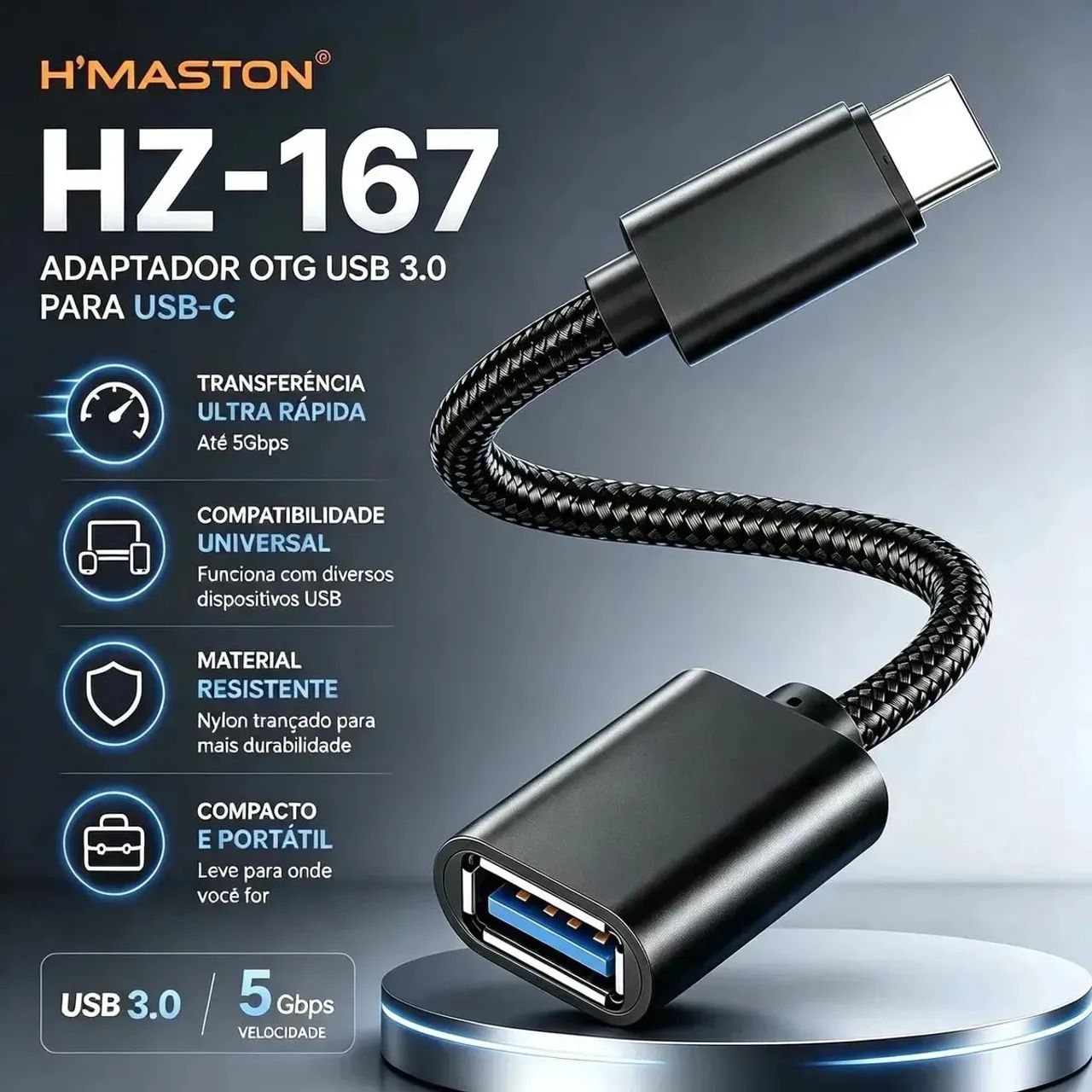 Hmaston Hz167 Cabo Adaptador Otg Usb Para Tipo C Mouse - Foto 2