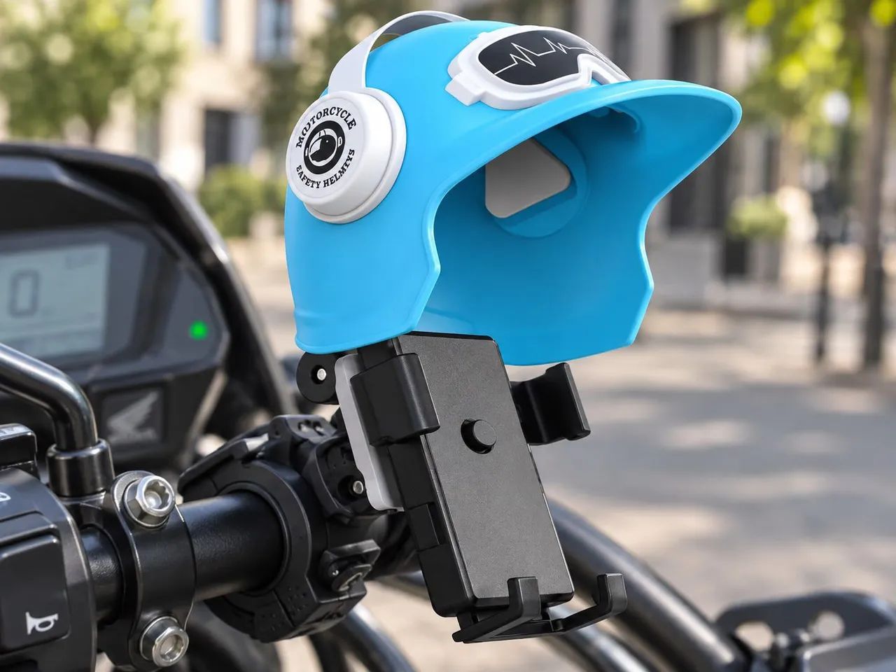 Suporte de Celular para Moto com Quebra-Sol Mini Capacete Oberon - Foto 5