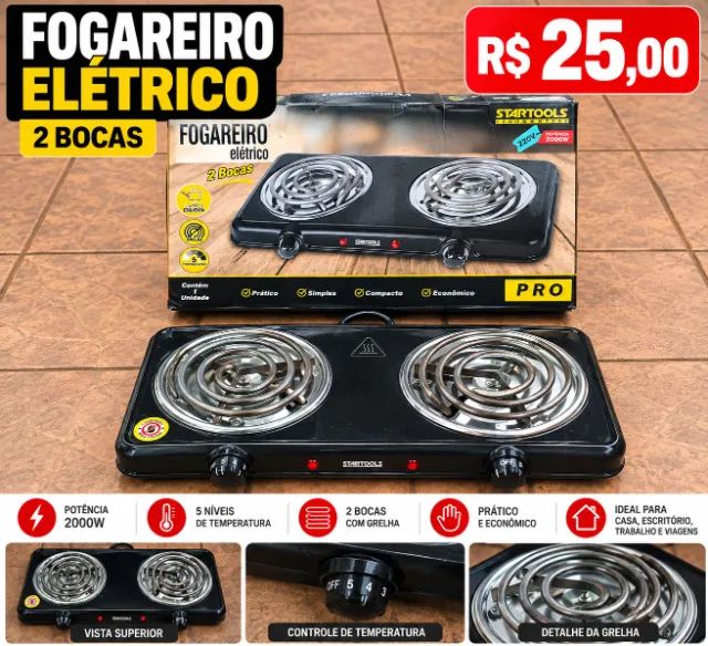 Fogareiro Elétrico 2 bocas