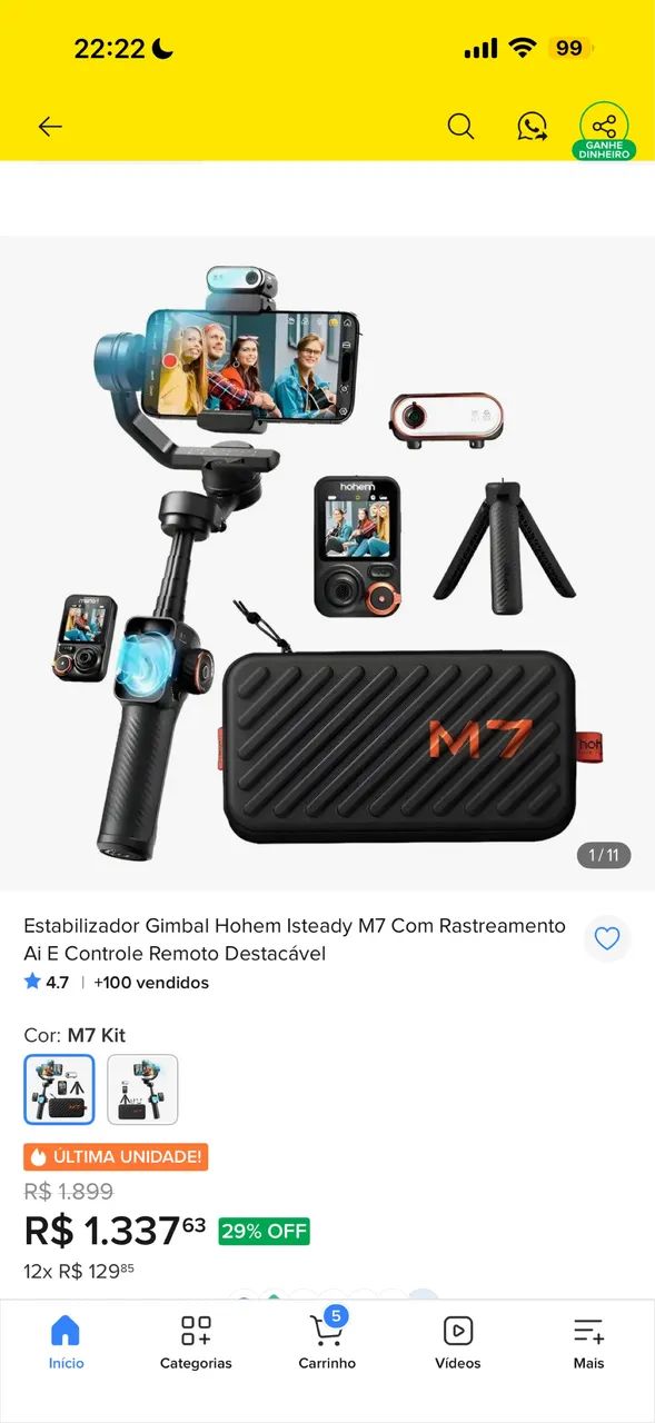 Hohem iSteady M7 Kit Completo + Suporte em L Original - Foto 3