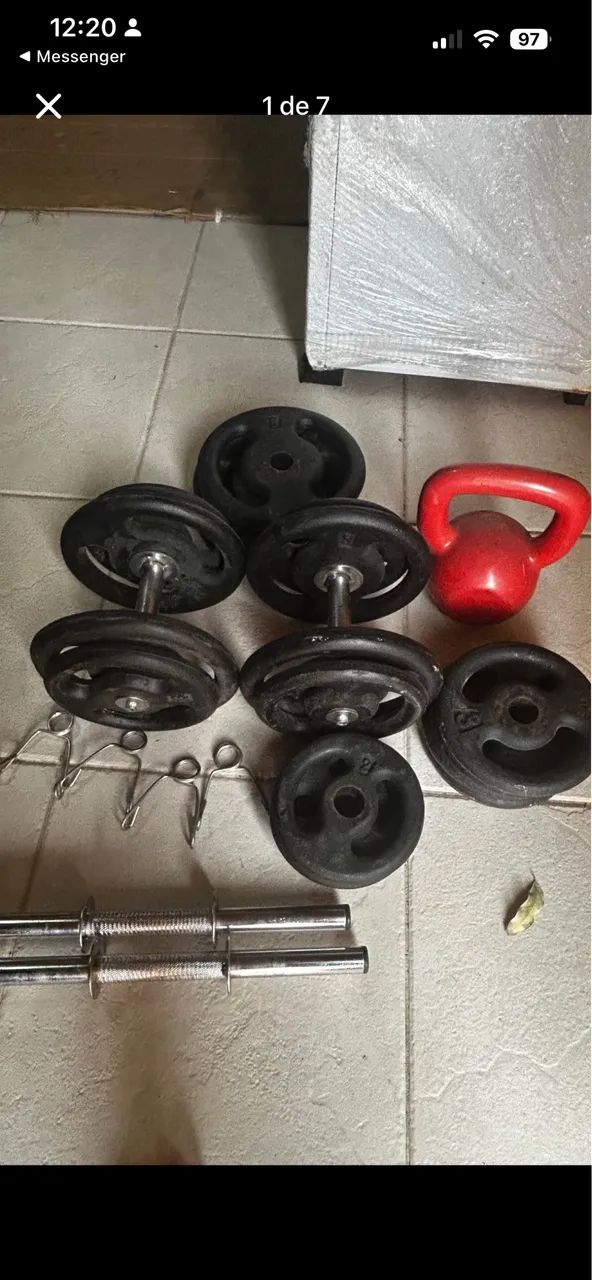 Kit de barra e anilha musculação  - Foto 4