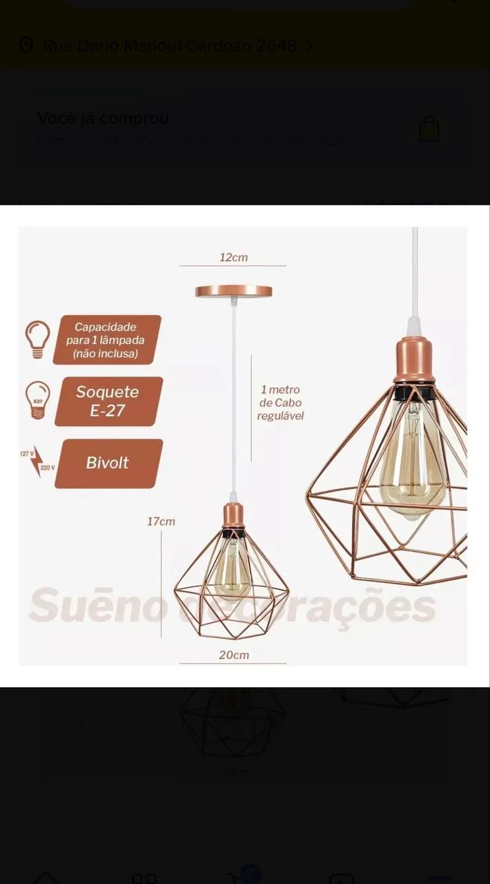 Luminária pendente rose gold  - Foto 4