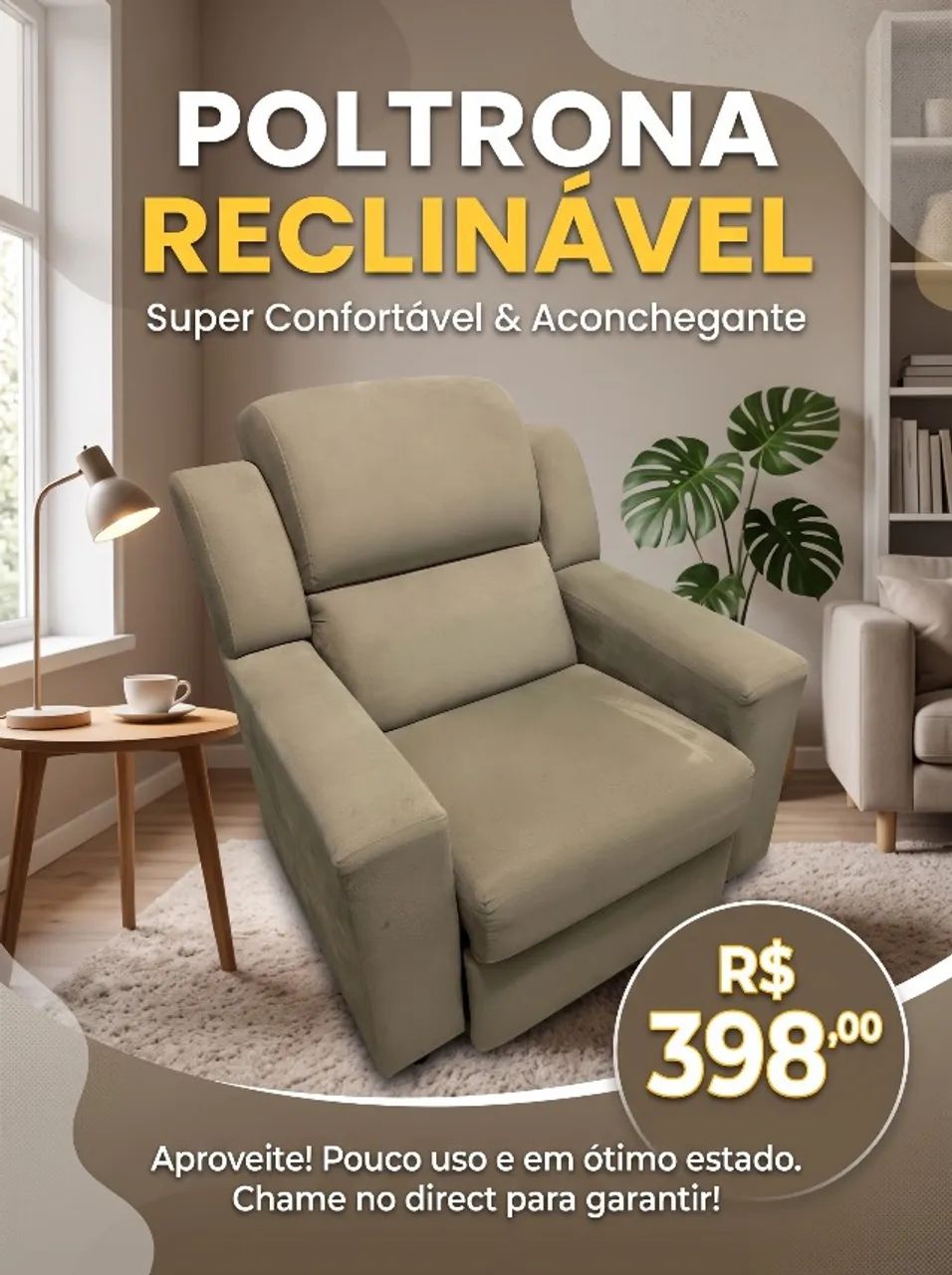 Poltrona Reclinável Super Confortável e Aconchegante 