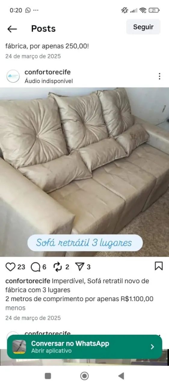 Sofá de 3 lugares já com frete  - Foto 4