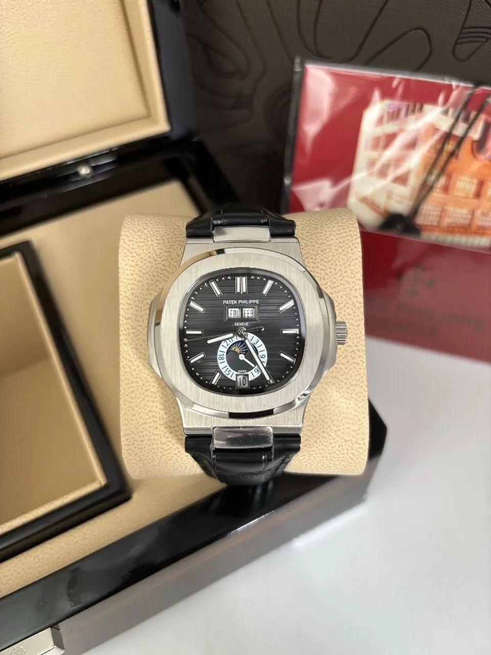 Relógio Patek Philippe Nautilus Automático Couro - Foto 3