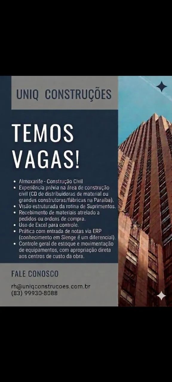 Vaga para Almoxarife
