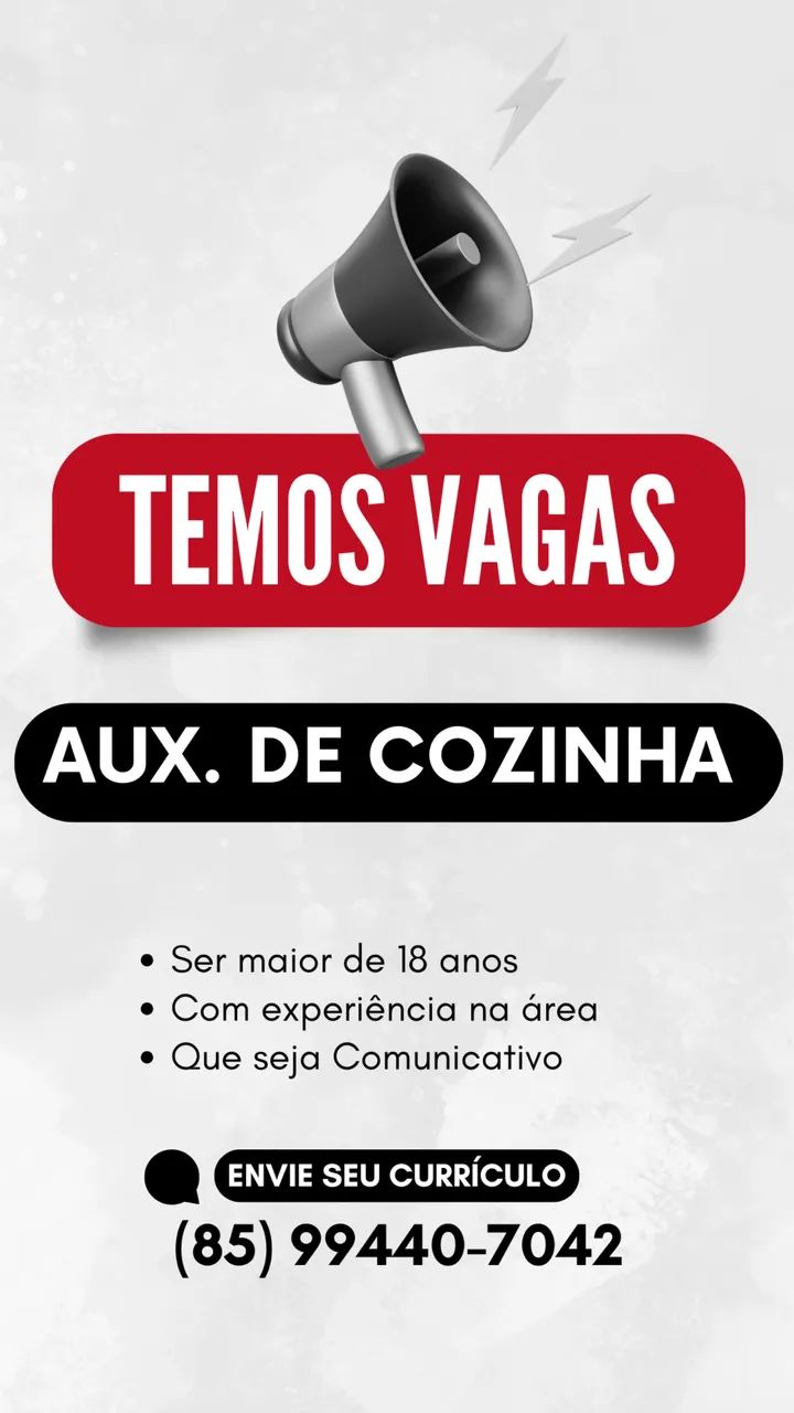 TEMOS VAGA PARA AUX. DE COZINHA