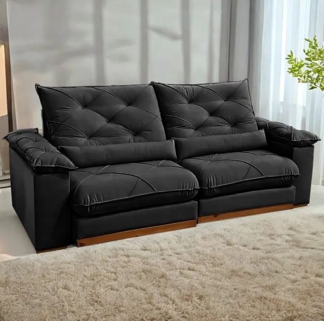 Sofá Black Pearl 2,5 m Preto