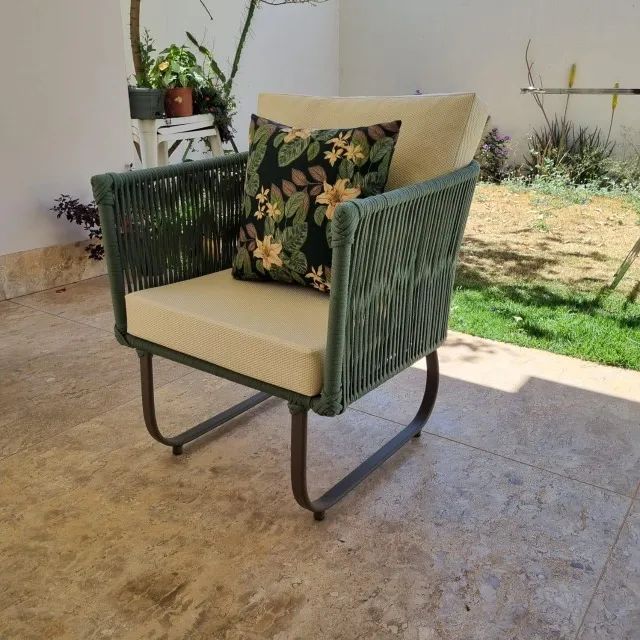 POLTRONA DE CORDA NÁUTICA PARA VARANDA, JARDIM, PISCINA