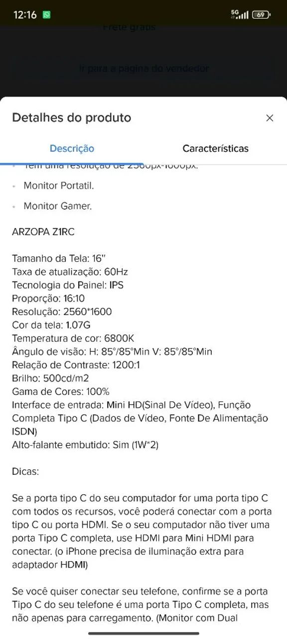 Monitor ARZOPA modelo Z1RC  - Foto 2
