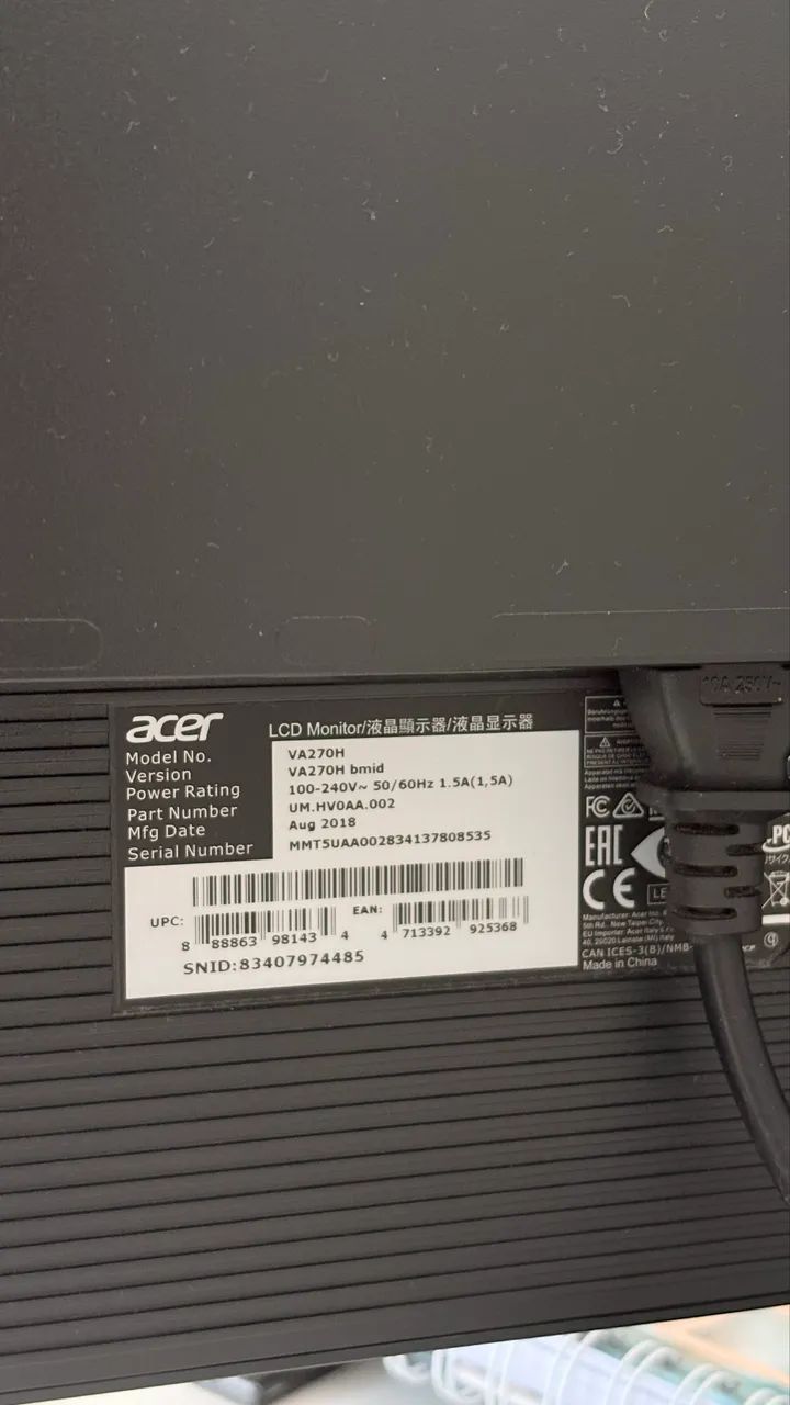 Monitor Acer 27 Pol. LED Full HD, VA270H - Foto 2