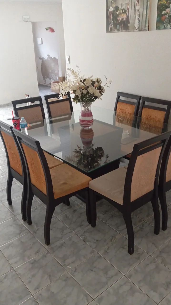 Mesa de vidro com 8 cadeiras  - Foto 2