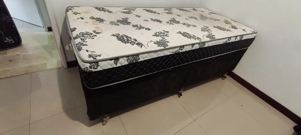 Cama box solteiro baú + colchão