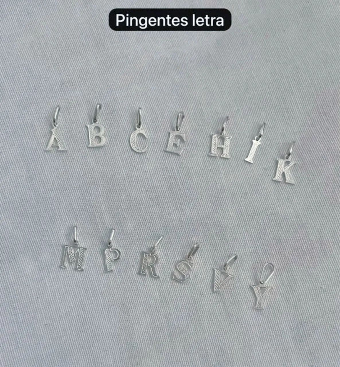 Pingentes de letra em Prata 925 legítima