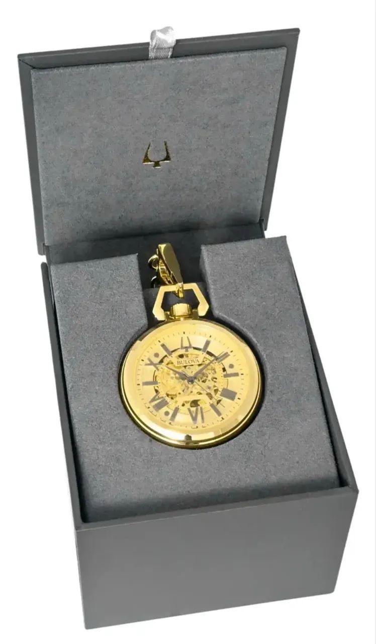 Relógio De Bolso Bulova Sutton Corda Automático 97a178 Gold - Foto 3